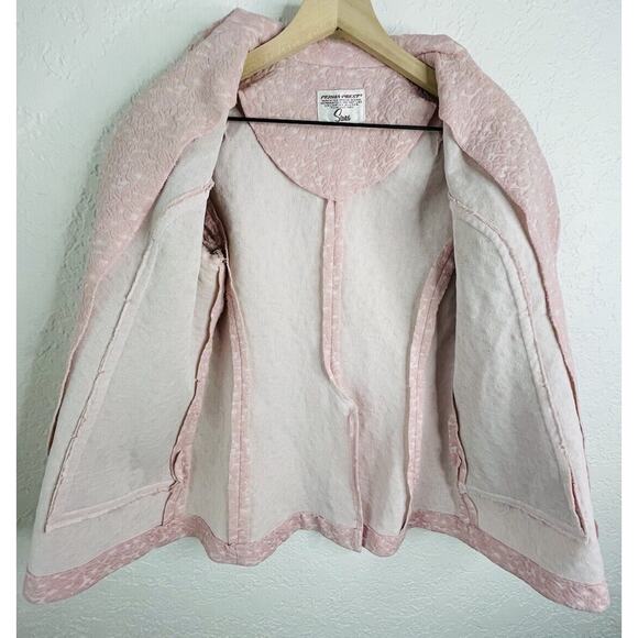 Vintage Sears Perma Prest 60’s Pink Polyester Floral Embossed Blazer Women’s 20’ - Picture 4 of 10